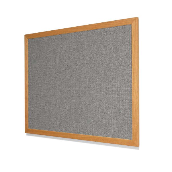 Guilford of Maine FR701 Grey Mix Cork Board with Red Oak Frame